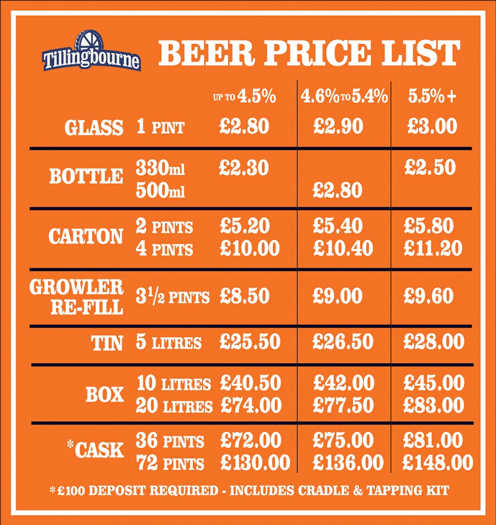 Price List Tilly Beer